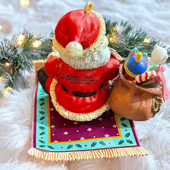 NIB Retired Santa's Magic Ride Flying Carpet Elf Christmas Holiday Ornament 1993 - Picture 5 of 9